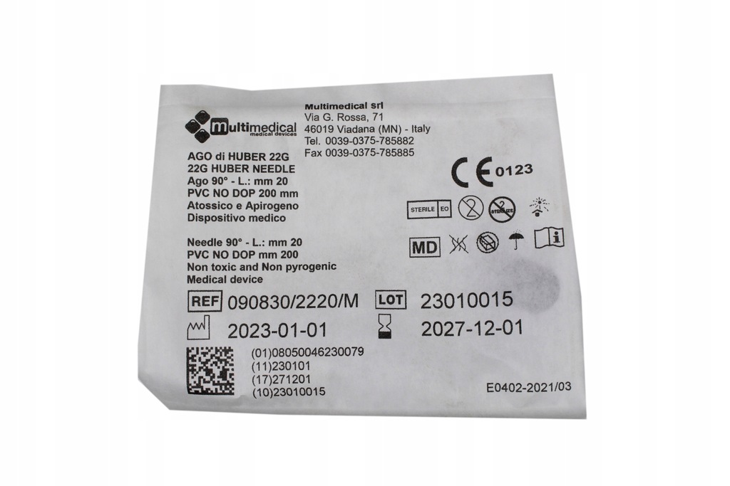 Igła Hubera standardowa 22G 20 mm