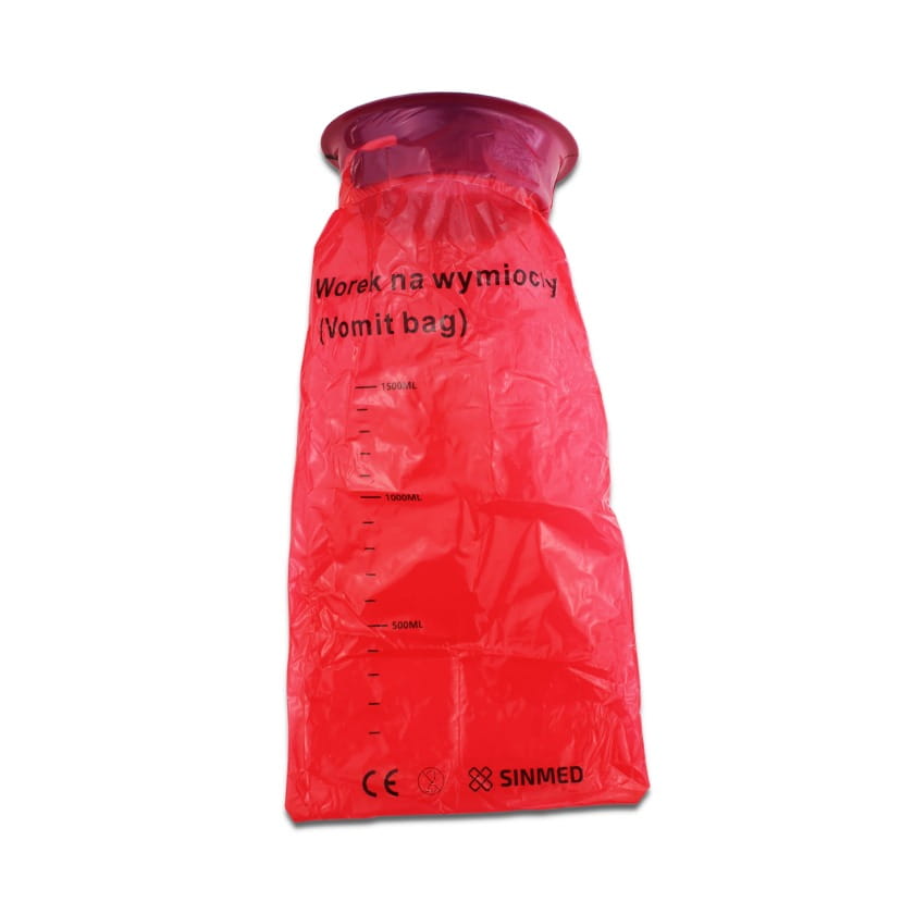 Worek na wymiociny 1500 ml czerwony, op. 50 szt.